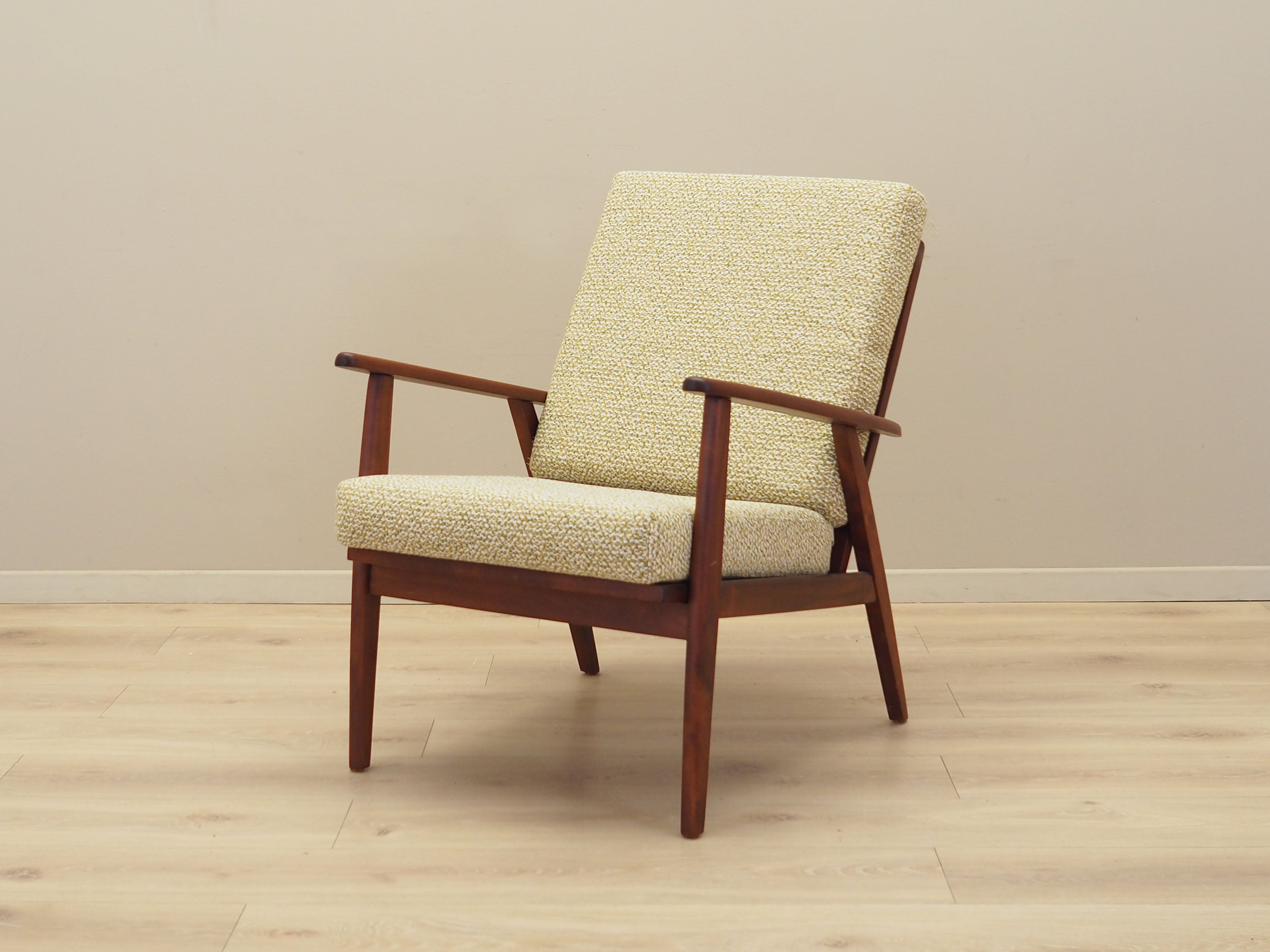 Teak_Armchair,_Danish_Design,_Refurbished_Fabric,_1970s,_Denmark
