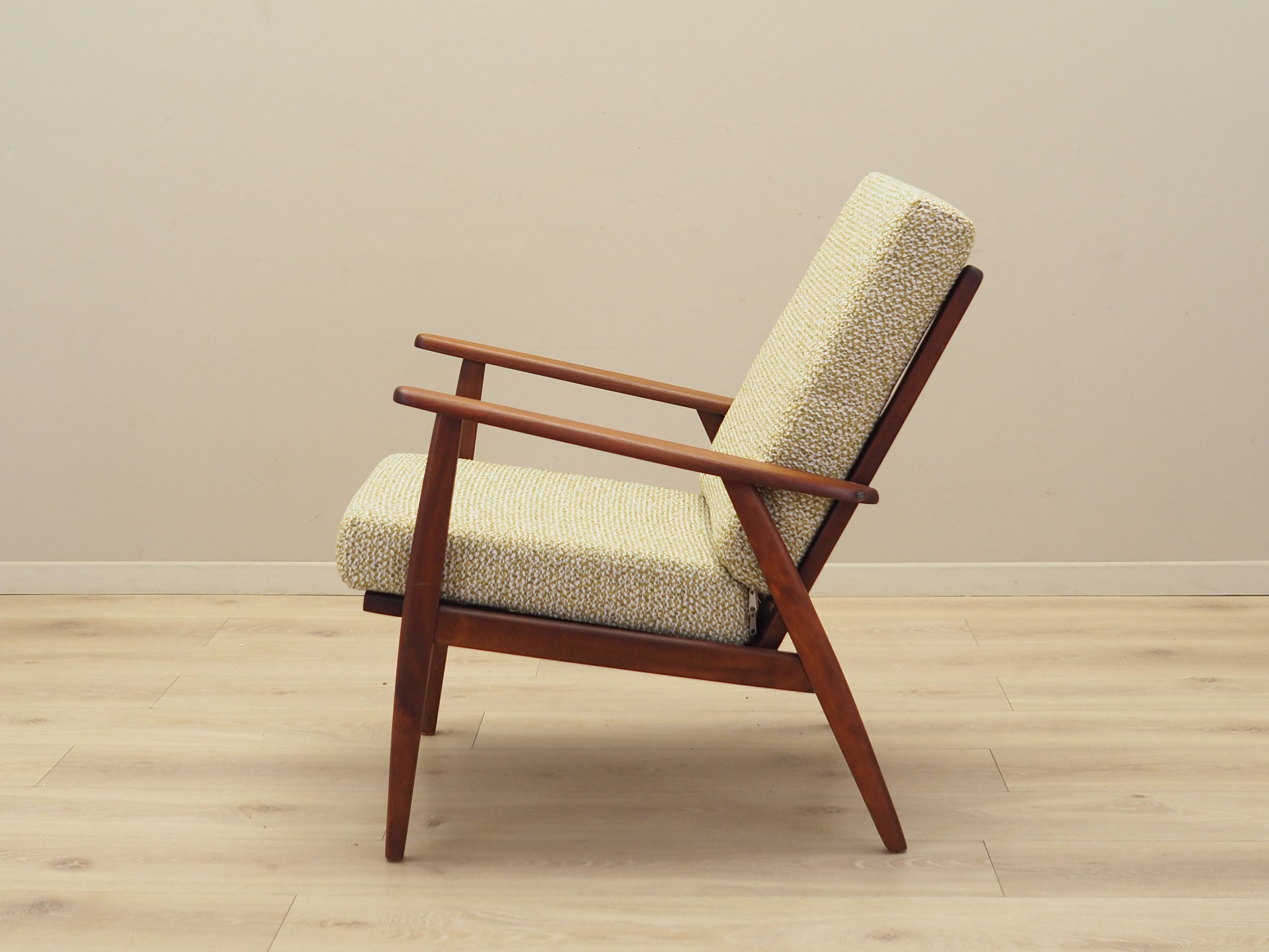 Teak_Armchair,_Danish_Design,_Refurbished_Fabric,_1970s,_Denmark
