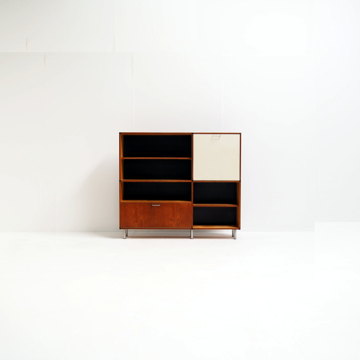 Cees_Braakman_Made_to_Measure_Cabinet_for_Pastoe_in_Teak_with_Black_and_Off-White_Details,_Netherlands,_Mid-Century_Modern