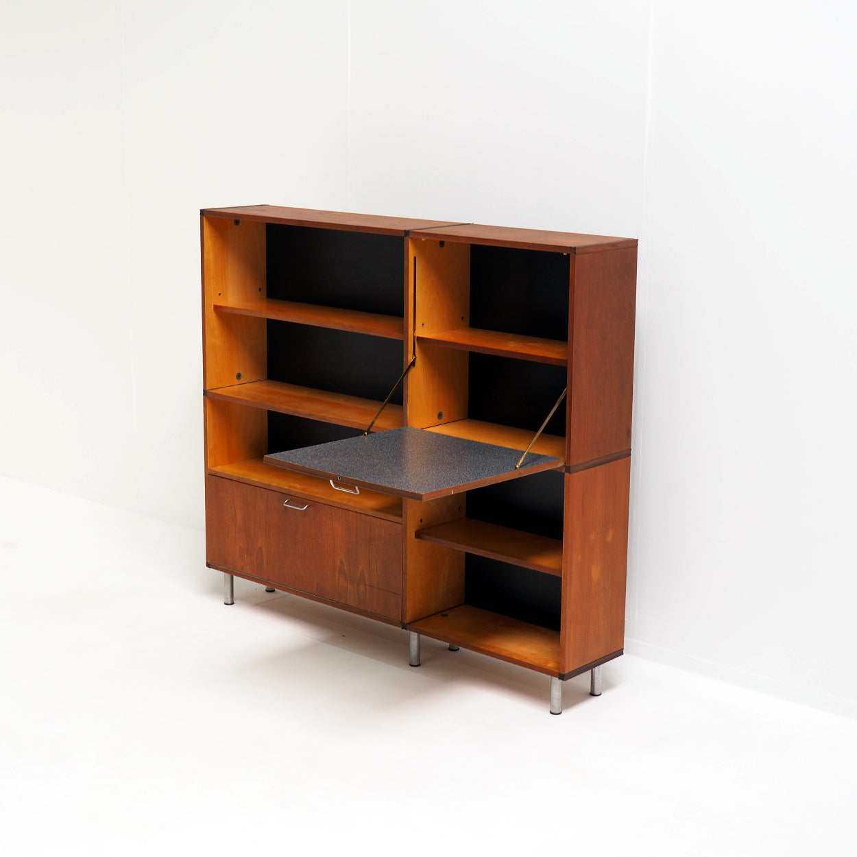 Cees_Braakman_Made_to_Measure_Cabinet_for_Pastoe_in_Teak_with_Black_and_Off-White_Details,_Netherlands,_Mid-Century_Modern