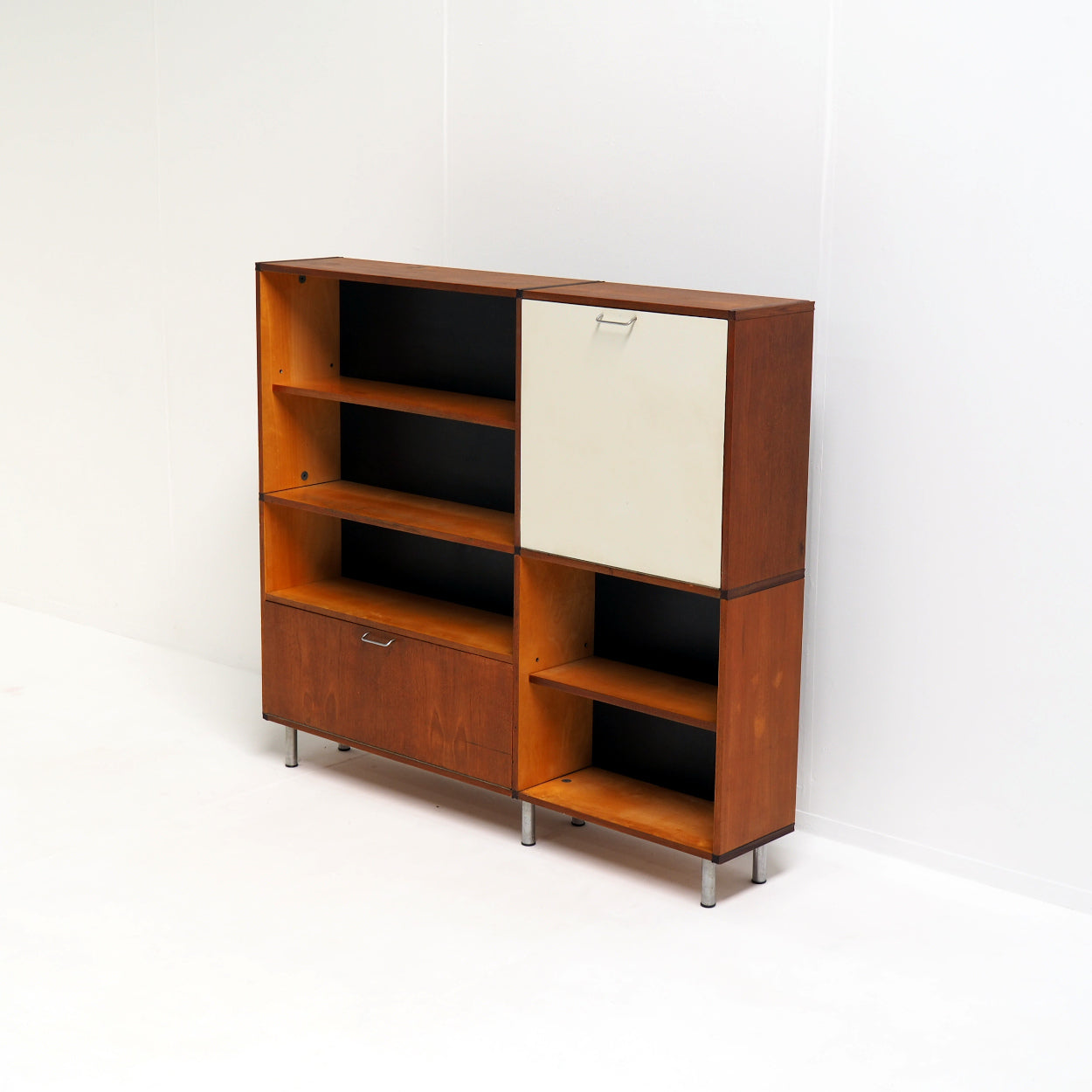 Cees_Braakman_Made_to_Measure_Cabinet_for_Pastoe_in_Teak_with_Black_and_Off-White_Details,_Netherlands,_Mid-Century_Modern