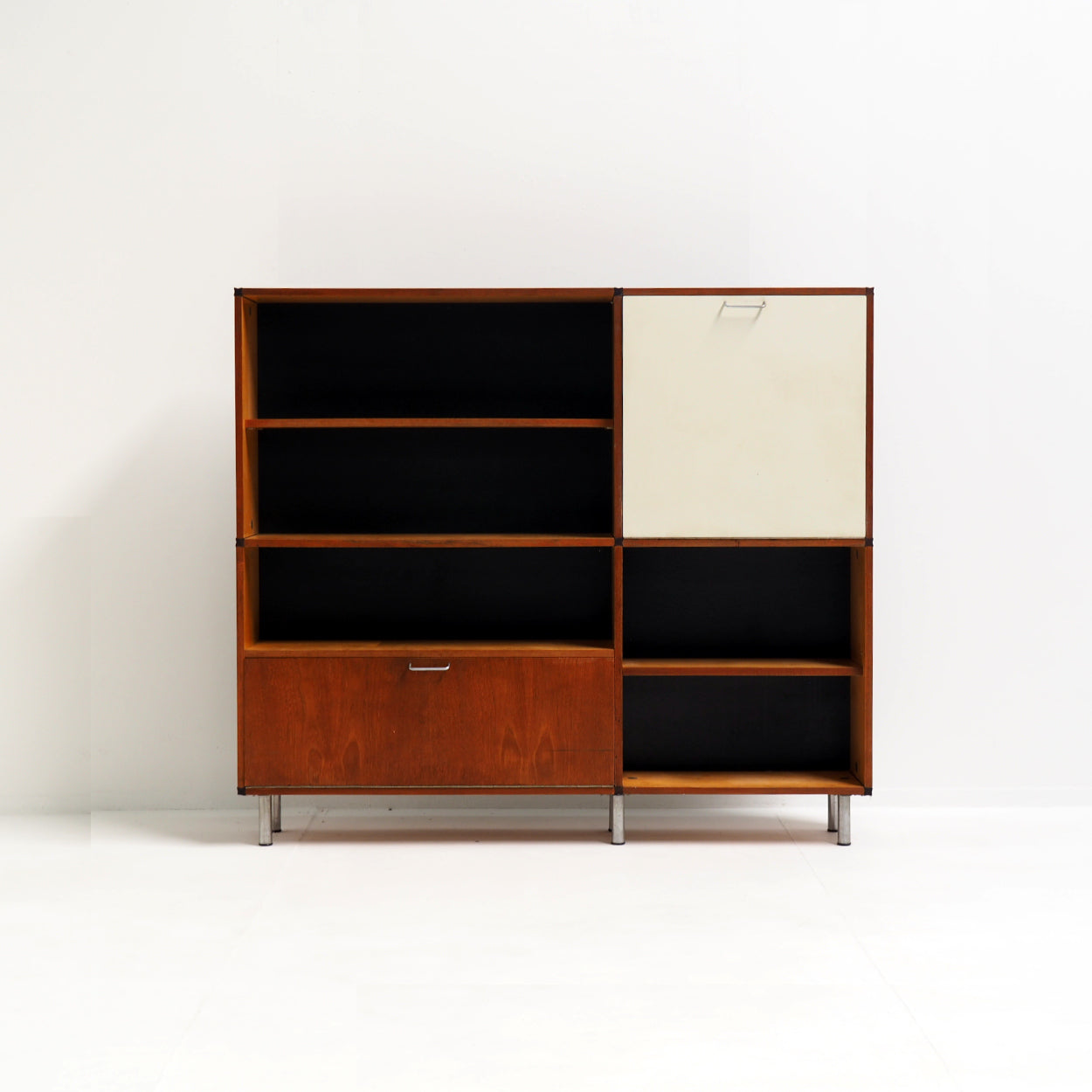 Cees_Braakman_Made_to_Measure_Cabinet_for_Pastoe_in_Teak_with_Black_and_Off-White_Details,_Netherlands,_Mid-Century_Modern