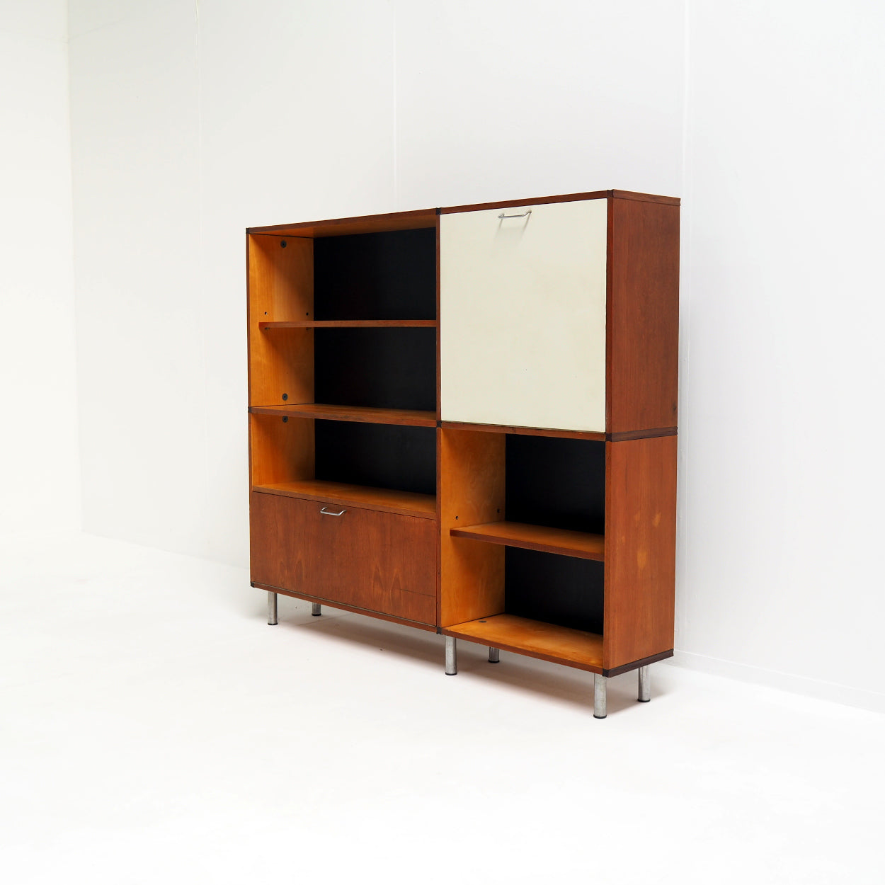 Cees_Braakman_Made_to_Measure_Cabinet_for_Pastoe_in_Teak_with_Black_and_Off-White_Details,_Netherlands,_Mid-Century_Modern