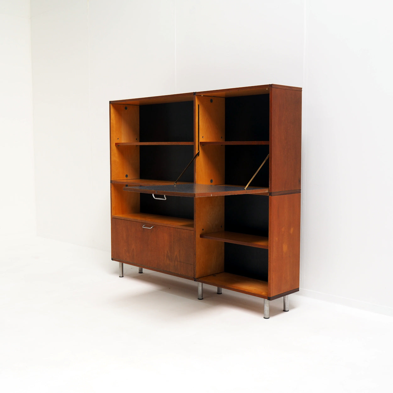 Cees_Braakman_Made_to_Measure_Cabinet_for_Pastoe_in_Teak_with_Black_and_Off-White_Details,_Netherlands,_Mid-Century_Modern