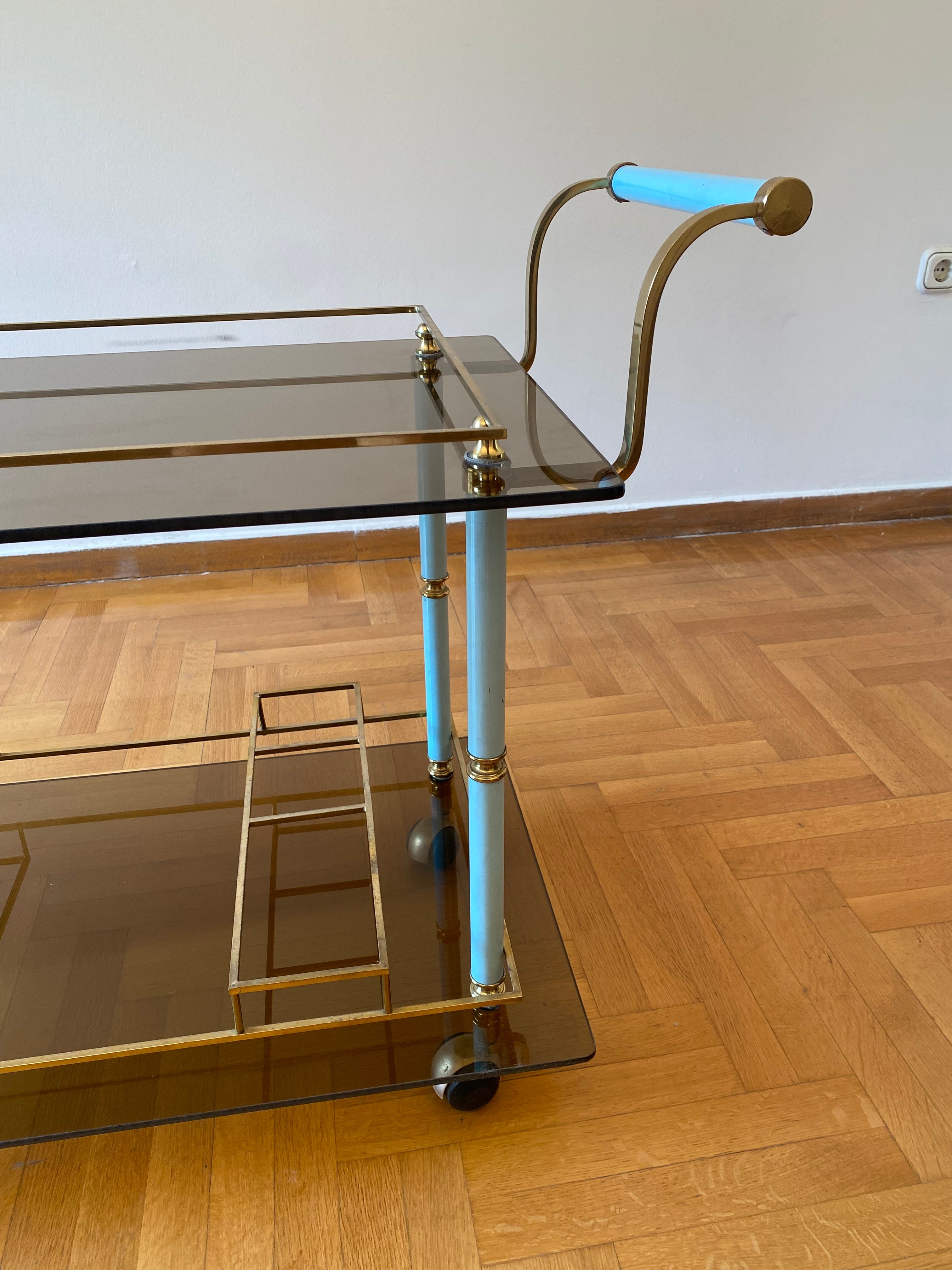 Mid-Century_Brass_Drinks_Trolley_with_Glass_Shelves,_1960s