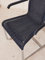 Tecta_D25_Bauhaus_Cantilever_Chair_in_Chrome_and_Navy_Woven_Upholstery,_Germany,_Vintage