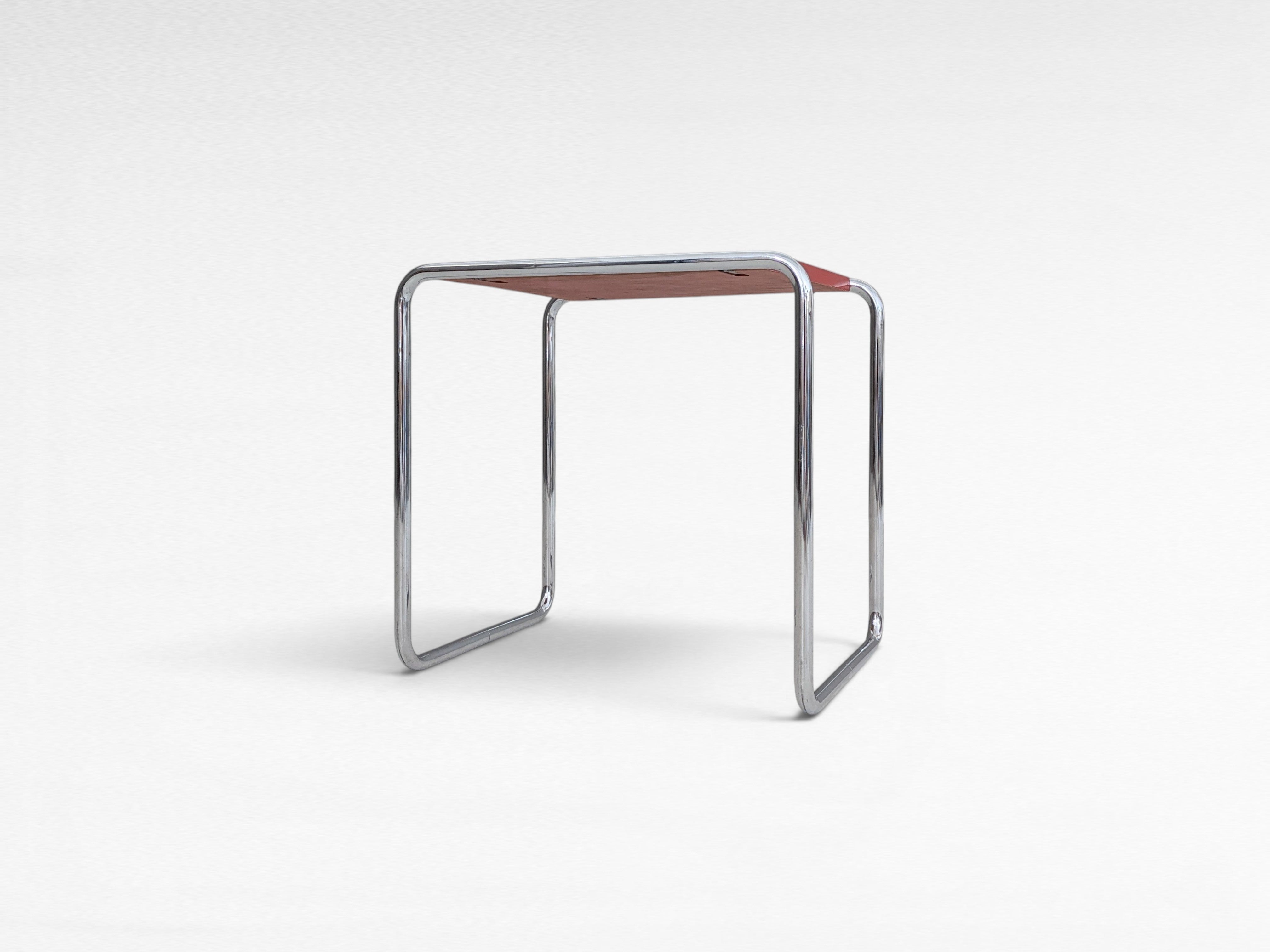 B9_Tubular_Steel_Side_Table_by_Marcel_Breuer_for_Thonet_with_Crimson_Red_Top,_1930s
