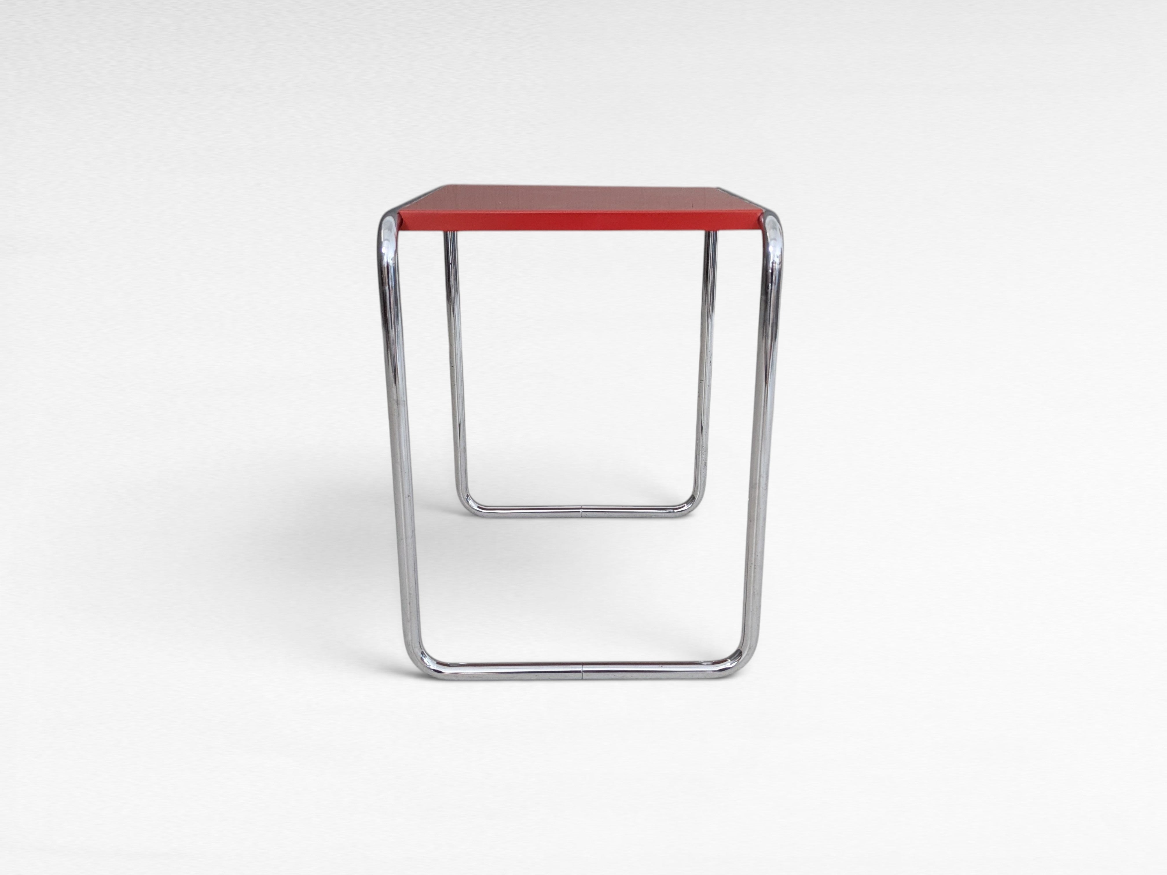 B9_Tubular_Steel_Side_Table_by_Marcel_Breuer_for_Thonet_with_Crimson_Red_Top,_1930s