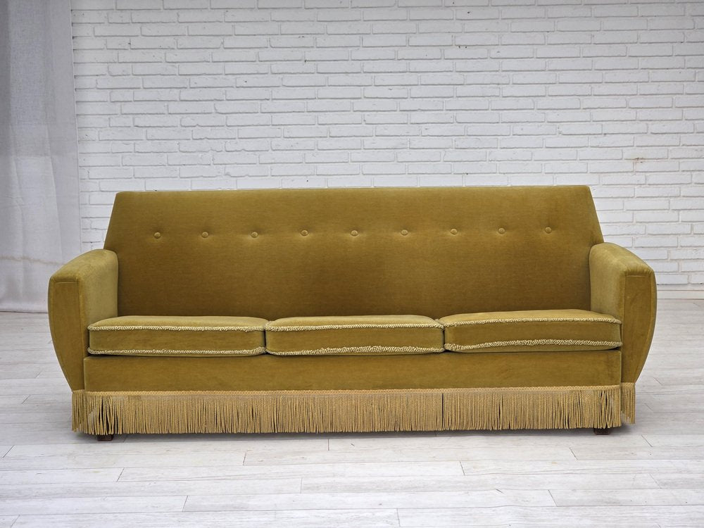 Three-Seater_Sofa,_Green_Velour_&_Beech_Wood_Frame,_1970s_Denmark