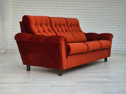 Three-Seater_Sofa,_Red_Furniture_Velour,_1980s_Denmark