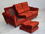 Three-Seater_Sofa,_Red_Furniture_Velour,_1980s_Denmark