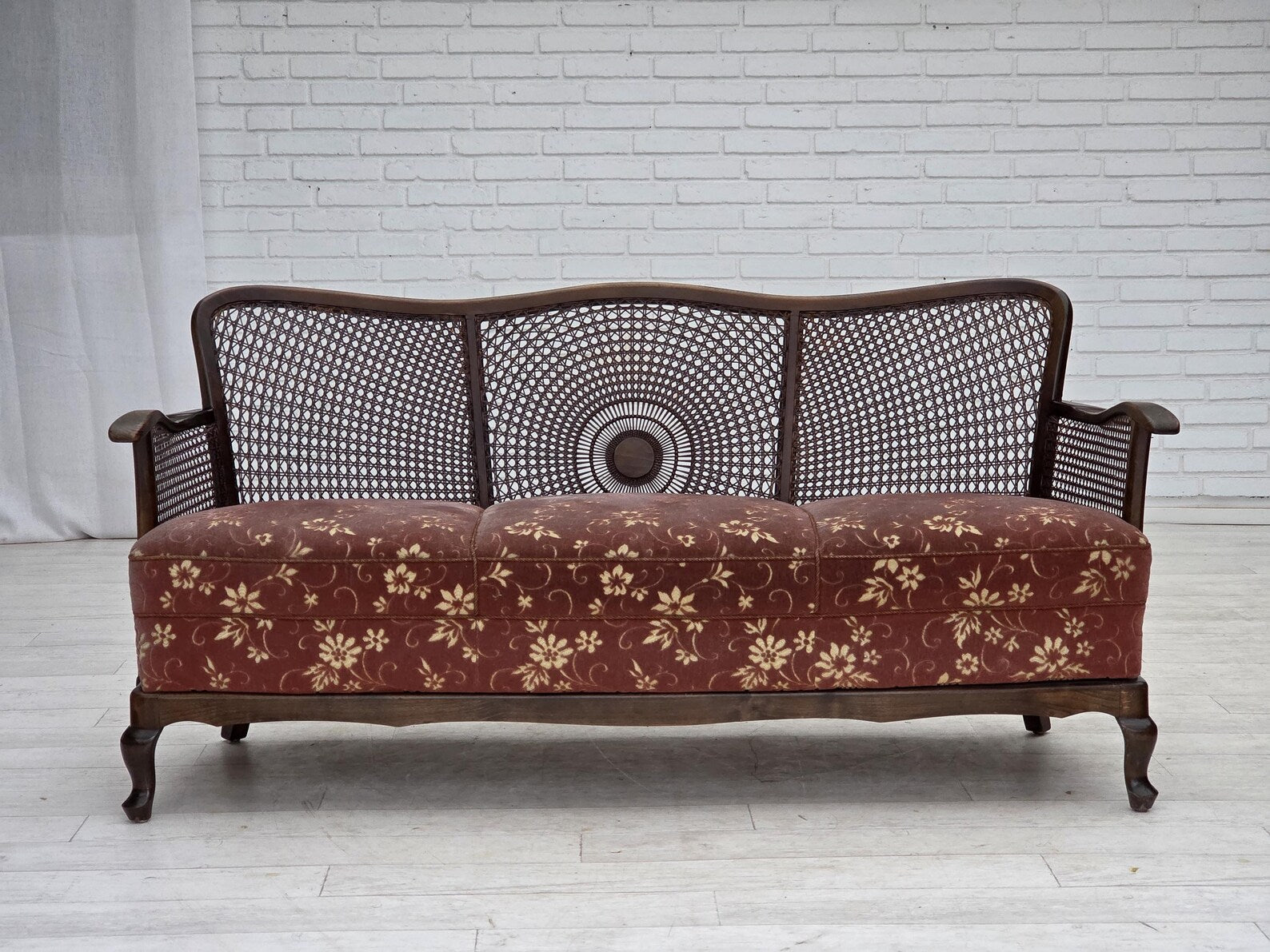 Danish_Modern_Three-Seater_Sofa_in_Salmon_Pink_Velour,_1950s,_Denmark