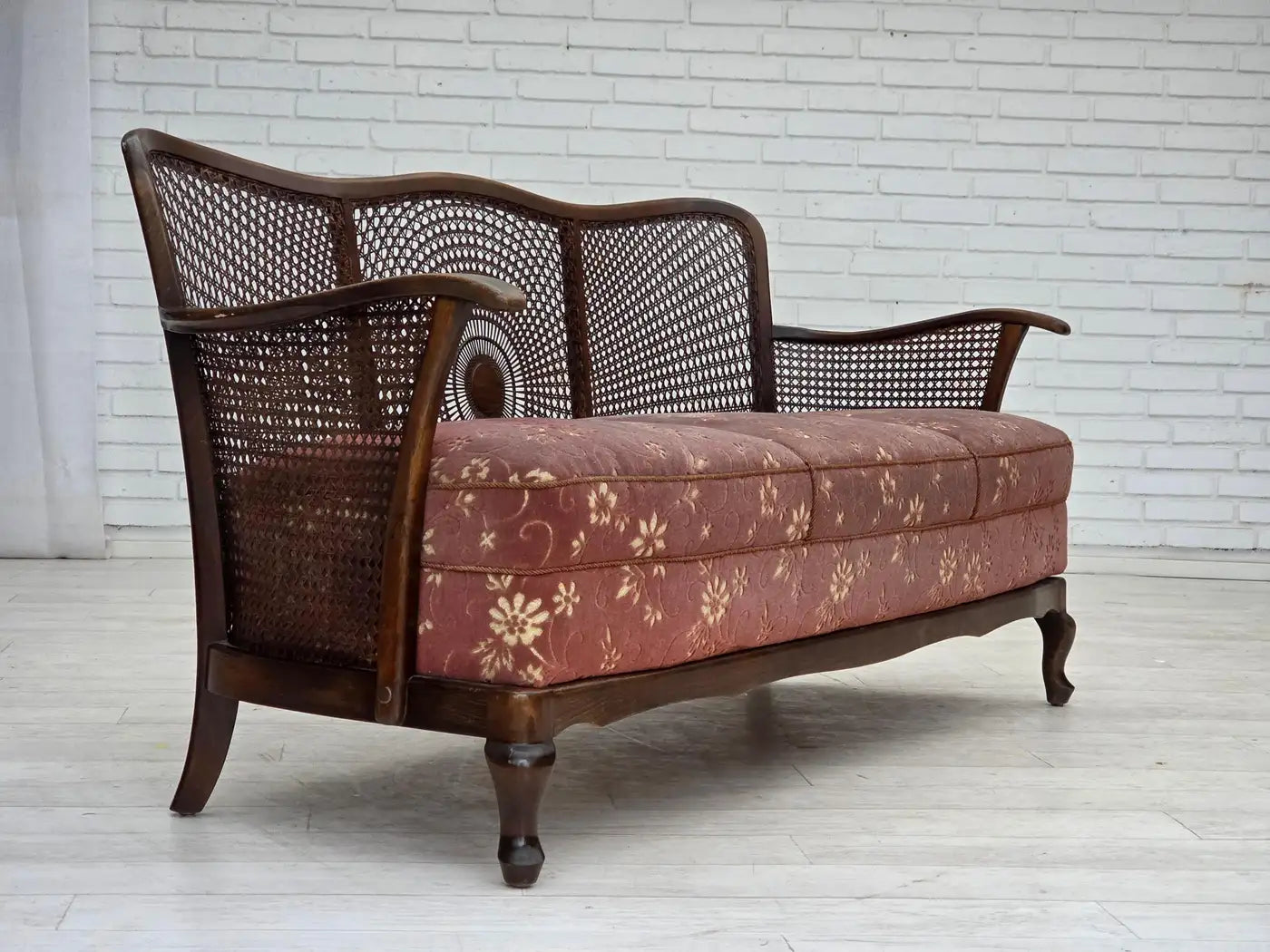 Danish_Modern_Three-Seater_Sofa_in_Salmon_Pink_Velour,_1950s,_Denmark