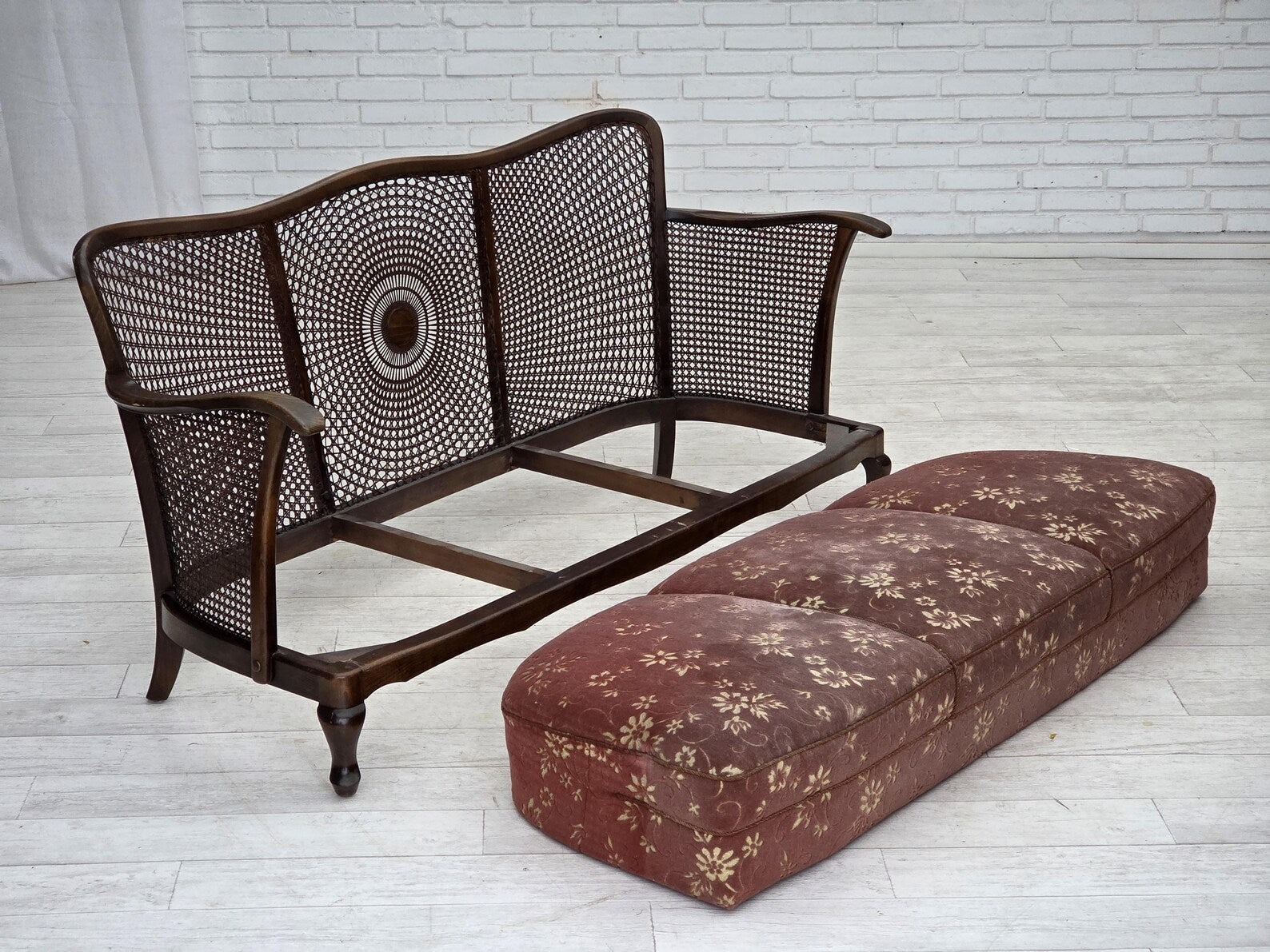 Danish_Modern_Three-Seater_Sofa_in_Salmon_Pink_Velour,_1950s,_Denmark