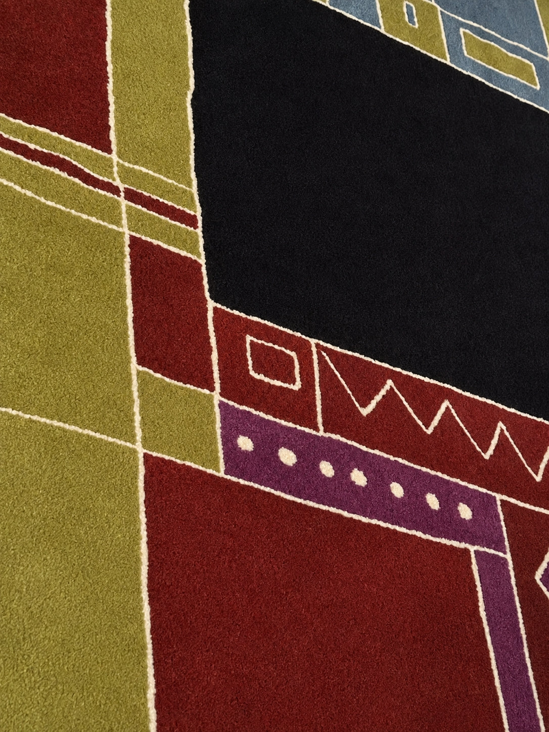 1990s_TISCA_“Krumi”_Hand-Tufted_Wool_Rug_with_Geometric_Pattern