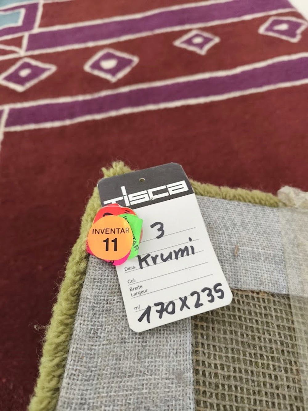 1990s_TISCA_“Krumi”_Hand-Tufted_Wool_Rug_with_Geometric_Pattern