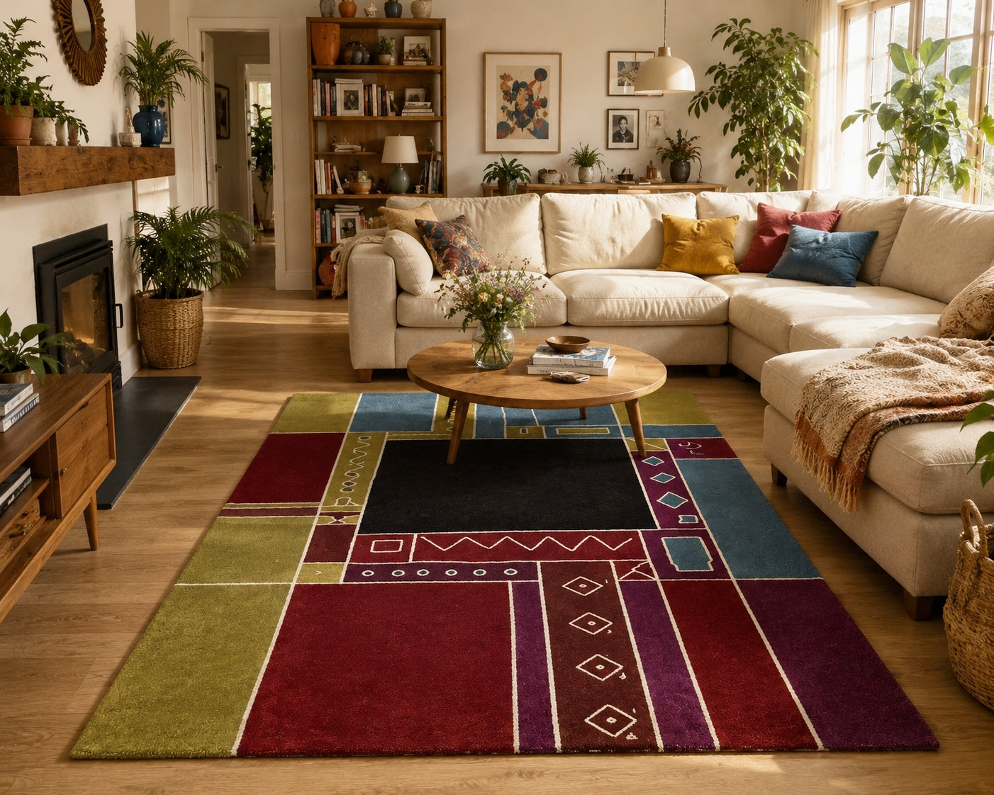 1990s_TISCA_“Krumi”_Hand-Tufted_Wool_Rug_with_Geometric_Pattern