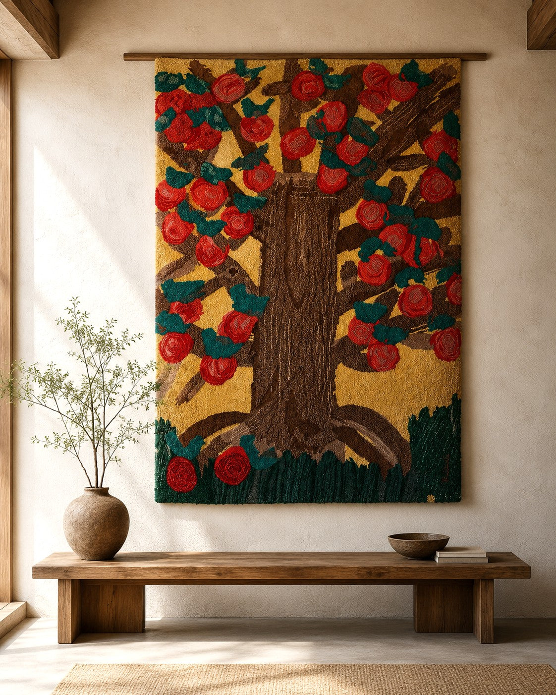 1980s_TISCA_Tiara_“Apfel_Baum”_Hand-Tufted_Wool_Rug_by_Frédéric,_France