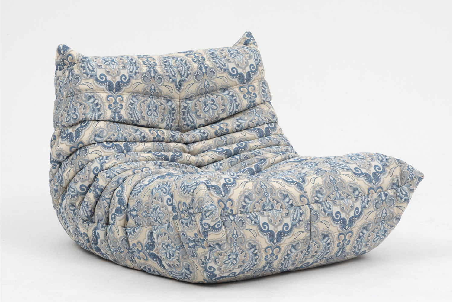 Togo_Lounge_Chair_by_Michel_Ducaroy_for_Ligne_Roset,_Blue_Pattern,_France,_1970s