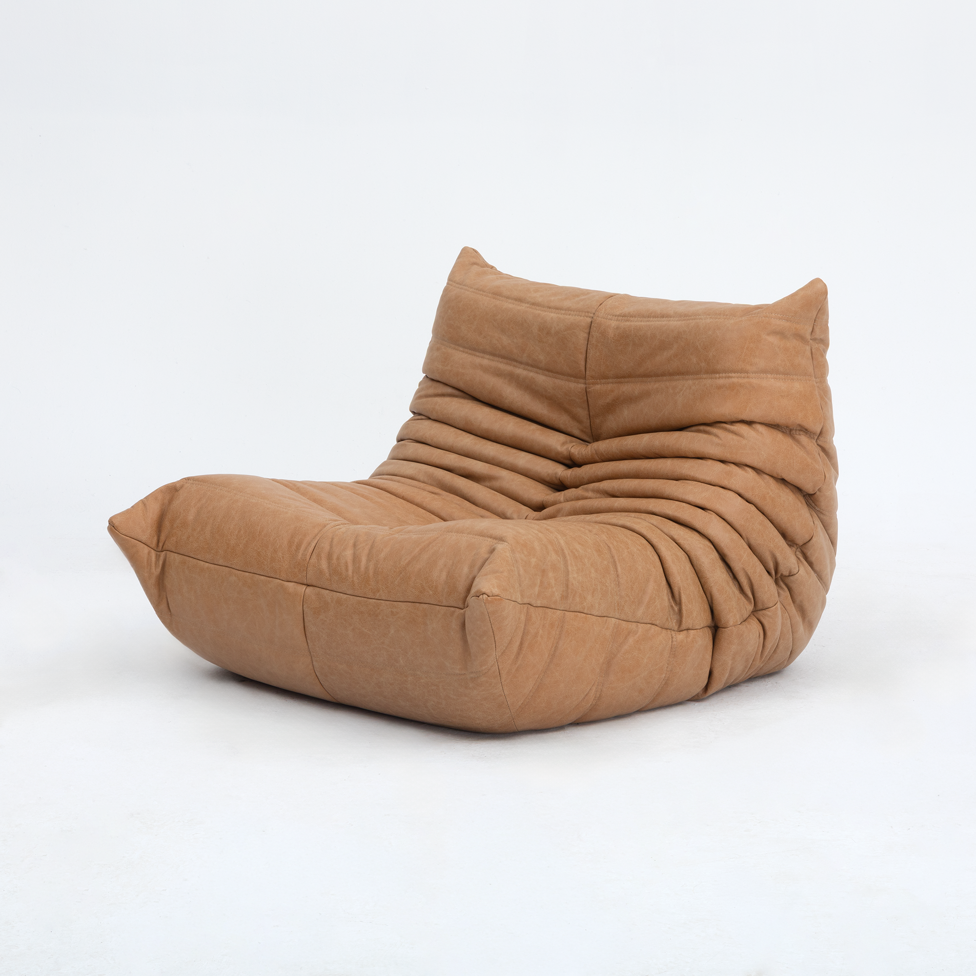 Togo_Lounge_Chair_by_Michel_Ducaroy_for_Ligne_Roset,_Caramel_Fabric,_France,_1970s
