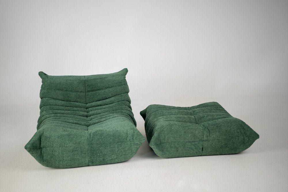 Togo_Lounge_Chair_by_Michel_Ducaroy_for_Ligne_Roset,_Emerald_Boucle_Fabric,_France,_1970s