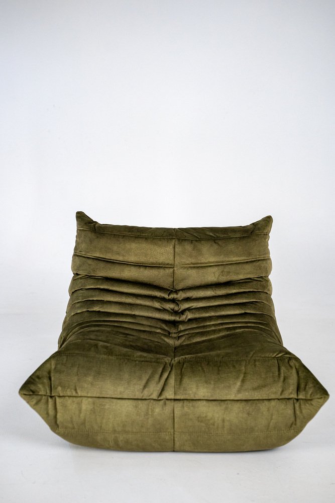 Togo_Lounge_Chair_by_Michel_Ducaroy_for_Ligne_Roset,_Khaki_Velvet,_France,_1970s