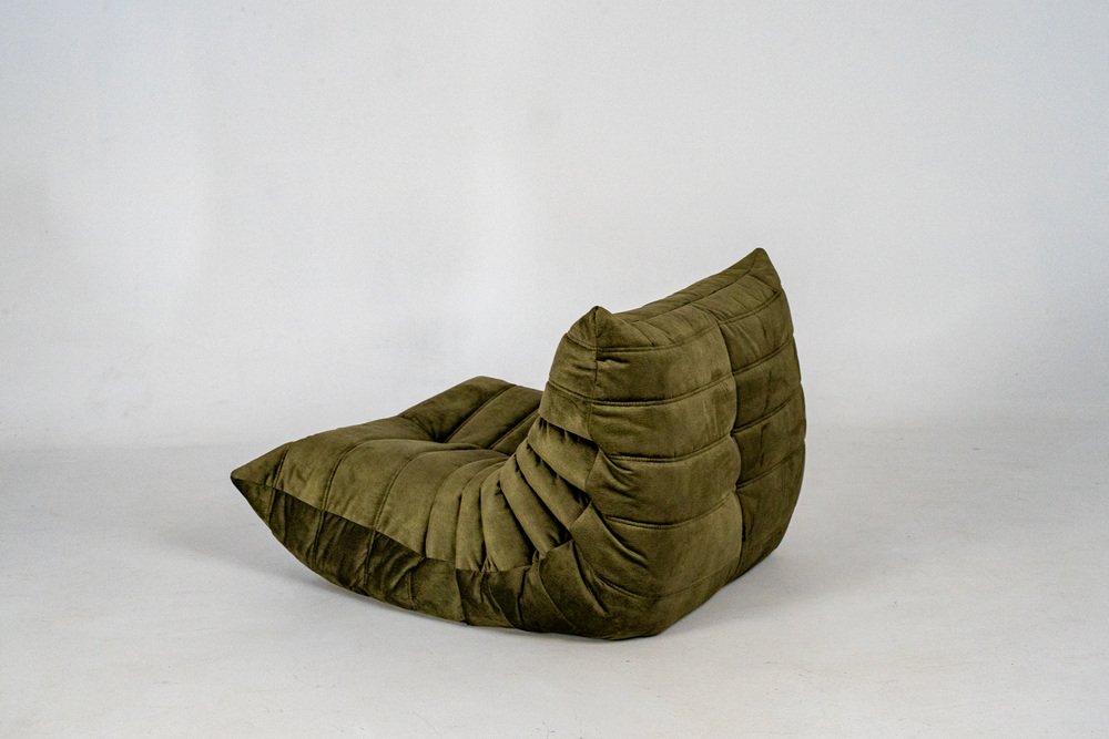 Togo_Lounge_Chair_by_Michel_Ducaroy_for_Ligne_Roset,_Khaki_Velvet,_France,_1970s