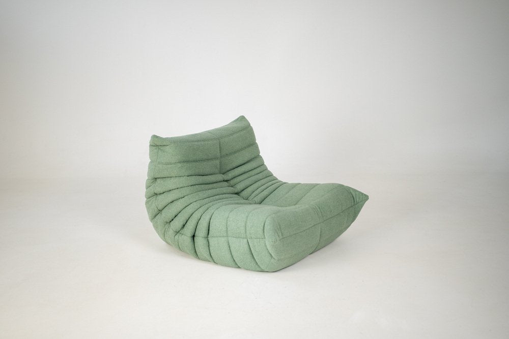 Togo_Lounge_Chair_by_Michel_Ducaroy_for_Ligne_Roset,_Mint_Bouclet_Fabric,_France,_1970s