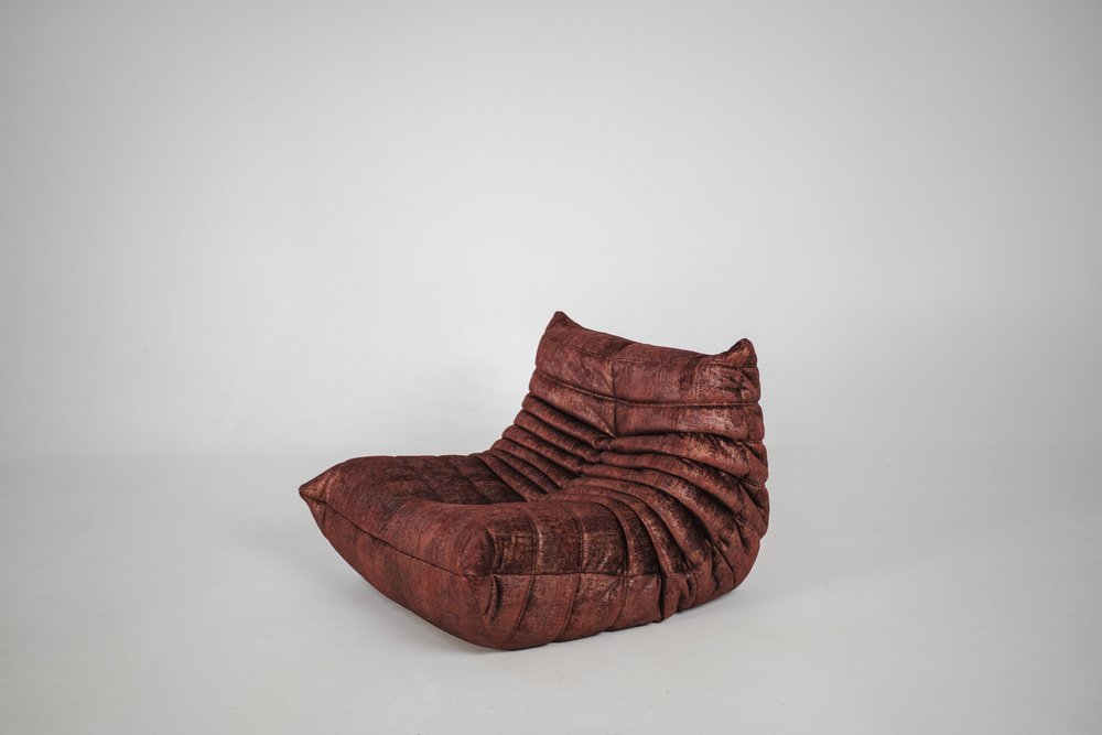 Togo_Lounge_Chair_by_Michel_Ducaroy_for_Ligne_Roset,_Rust_Velvet,_France,_1970s