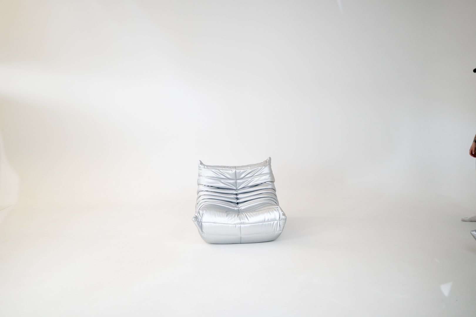 Togo_Lounge_Chair_by_Michel_Ducaroy_for_Ligne_Roset,_Silver_Leather,_France,_1970s