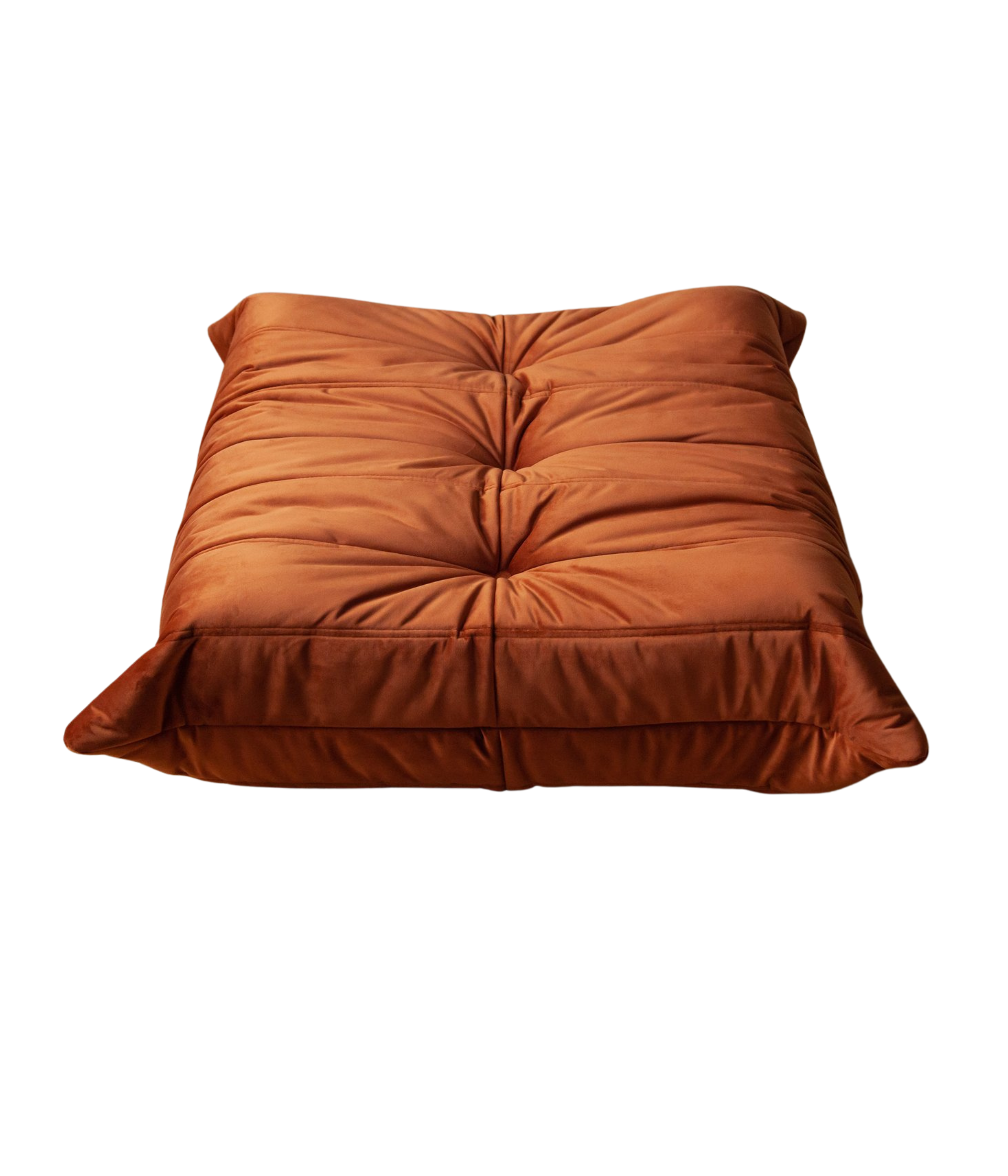 Togo_Pouf_by_Michel_Ducaroy_for_Ligne_Roset,_Amber_Orange_Velvet,_France,_1970s