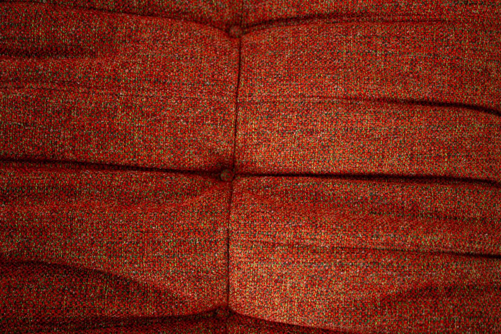 Togo_Pouf_by_Michel_Ducaroy_for_Ligne_Roset,_Crimson_Tweed_Fabric,_France,_1970s