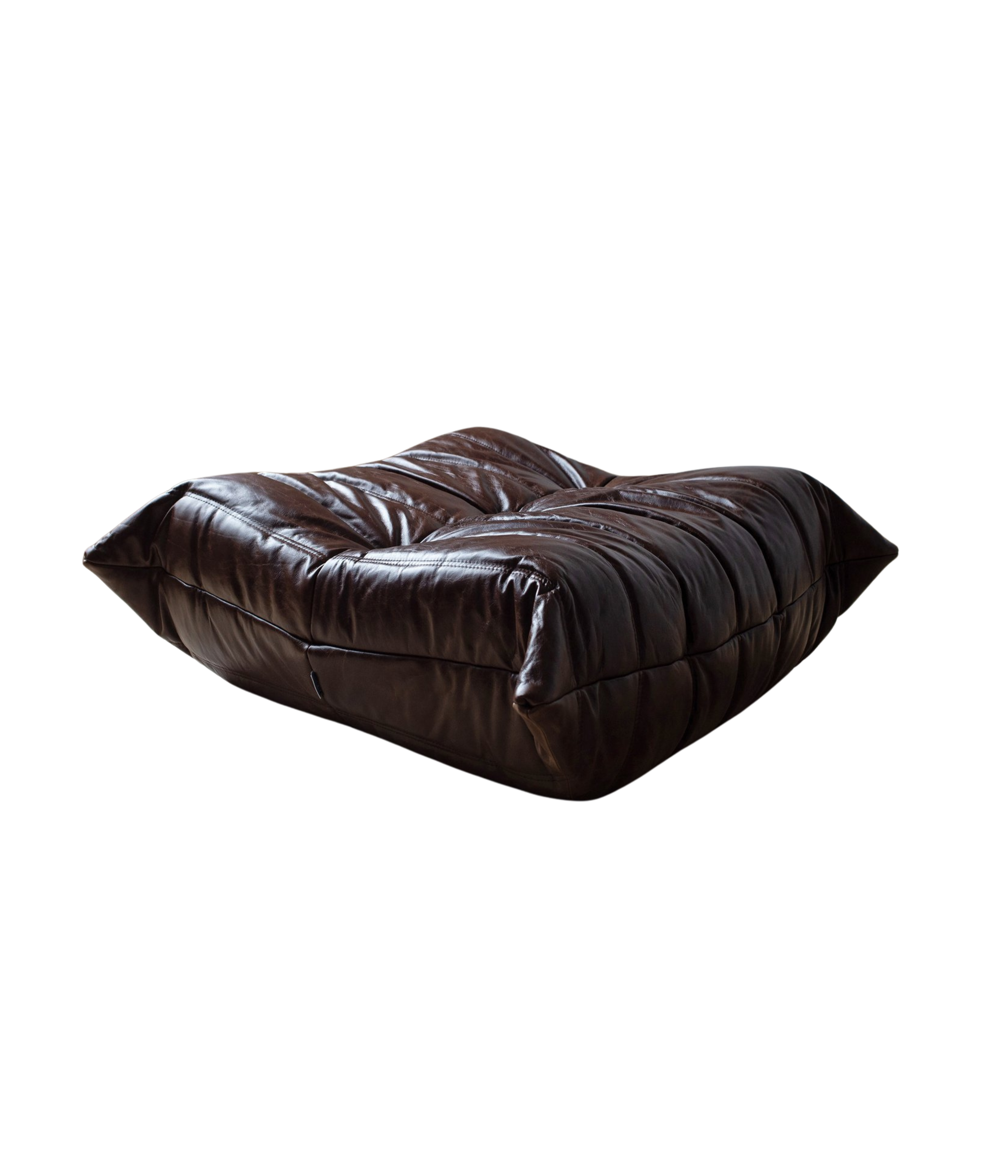 Togo_Pouf_by_Michel_Ducaroy_for_Ligne_Roset,_Dark_Brown_Shiny_Leather,_France,_1970s