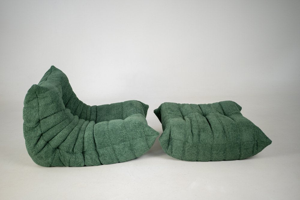 Togo_Pouf_by_Michel_Ducaroy_for_Ligne_Roset,_Emerald_Boucle_Fabric,_France,_1970s