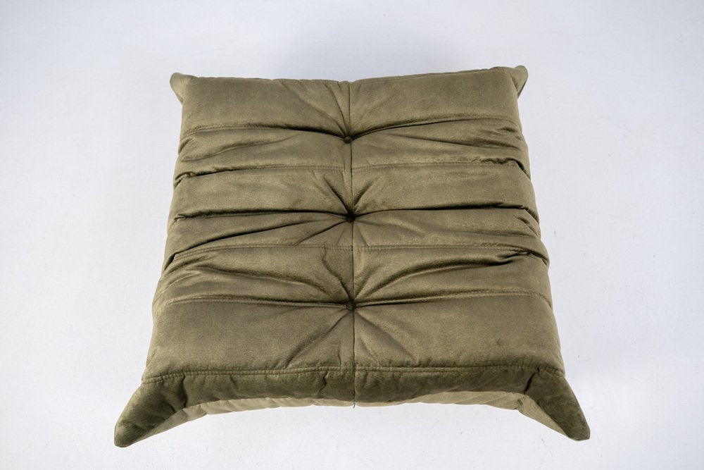 Togo_Pouf_by_Michel_Ducaroy_for_Ligne_Roset,_Khaki_Velvet,_France,_1970s