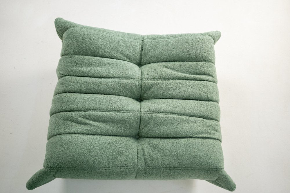 Togo_Pouf_by_Michel_Ducaroy_for_Ligne_Roset,_Mint_Bouclet_Fabric,_France,_1970s