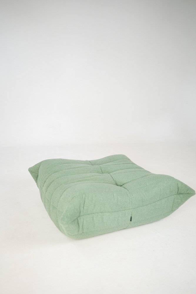 Togo_Pouf_by_Michel_Ducaroy_for_Ligne_Roset,_Mint_Bouclet_Fabric,_France,_1970s