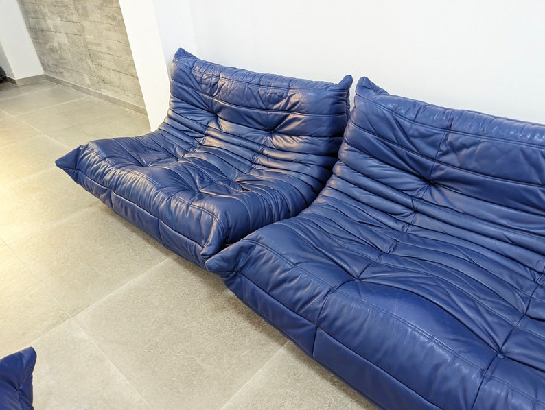 Set_of_5_Togo_Sofa_by_Michel_Ducaroy_for_Ligne_Roset_in_Blue_Leather,_France,_1980s