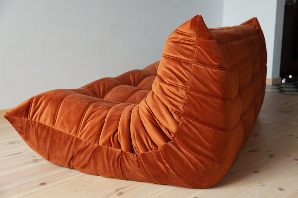 Togo_Three-Seater_Sofa_by_Michel_Ducaroy_for_Ligne_Roset,_Amber_Fabric,_France,_1970s