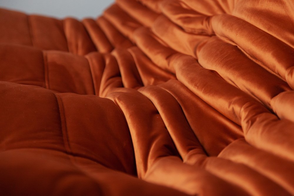 Togo_Three-Seater_Sofa_by_Michel_Ducaroy_for_Ligne_Roset,_Amber_Fabric,_France,_1970s