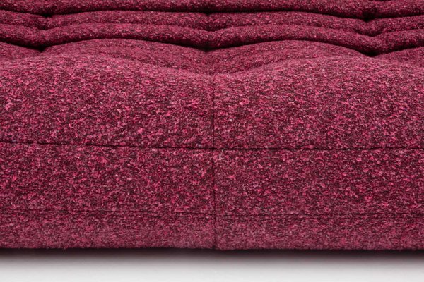 Togo_Three-Seater_Sofa_by_Michel_Ducaroy_for_Ligne_Roset,_Burgundy_Bouclé,_France,_1970s