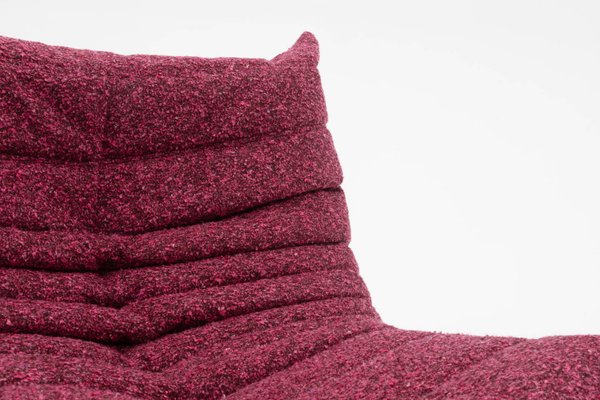Togo_Three-Seater_Sofa_by_Michel_Ducaroy_for_Ligne_Roset,_Burgundy_Bouclé,_France,_1970s