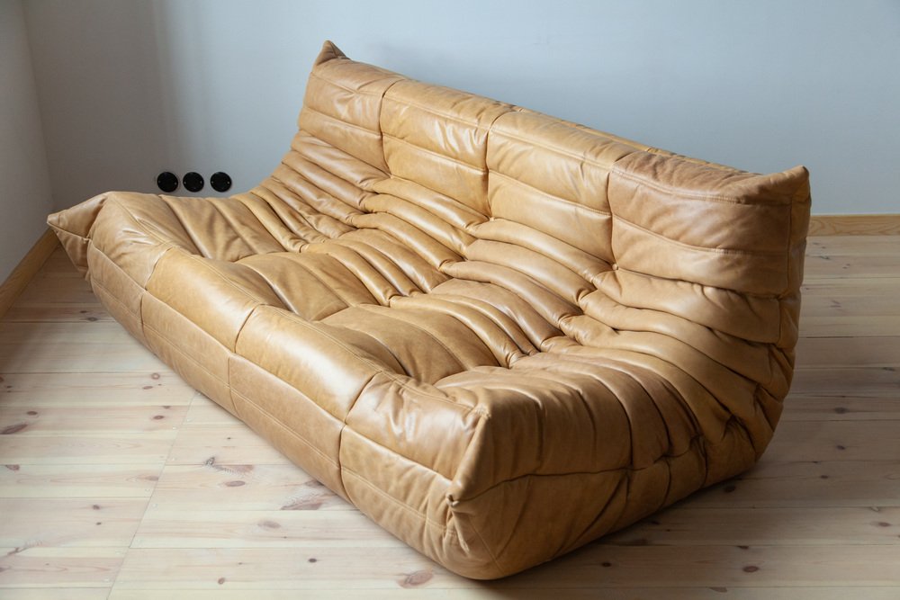 Togo_Three-Seater_Sofa_by_Michel_Ducaroy_for_Ligne_Roset,_Camel_Brown_Leather,_France,_1970s