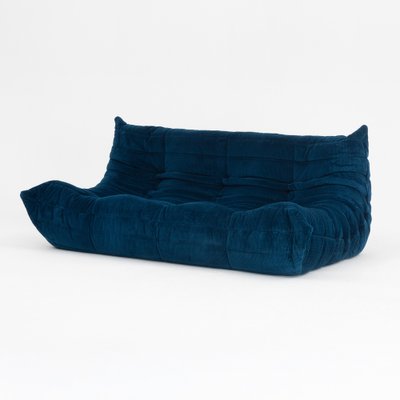 Togo_Three-Seater_Sofa_by_Michel_Ducaroy_for_Ligne_Roset,_Dark_Blue_Fabric,_France,_1970s