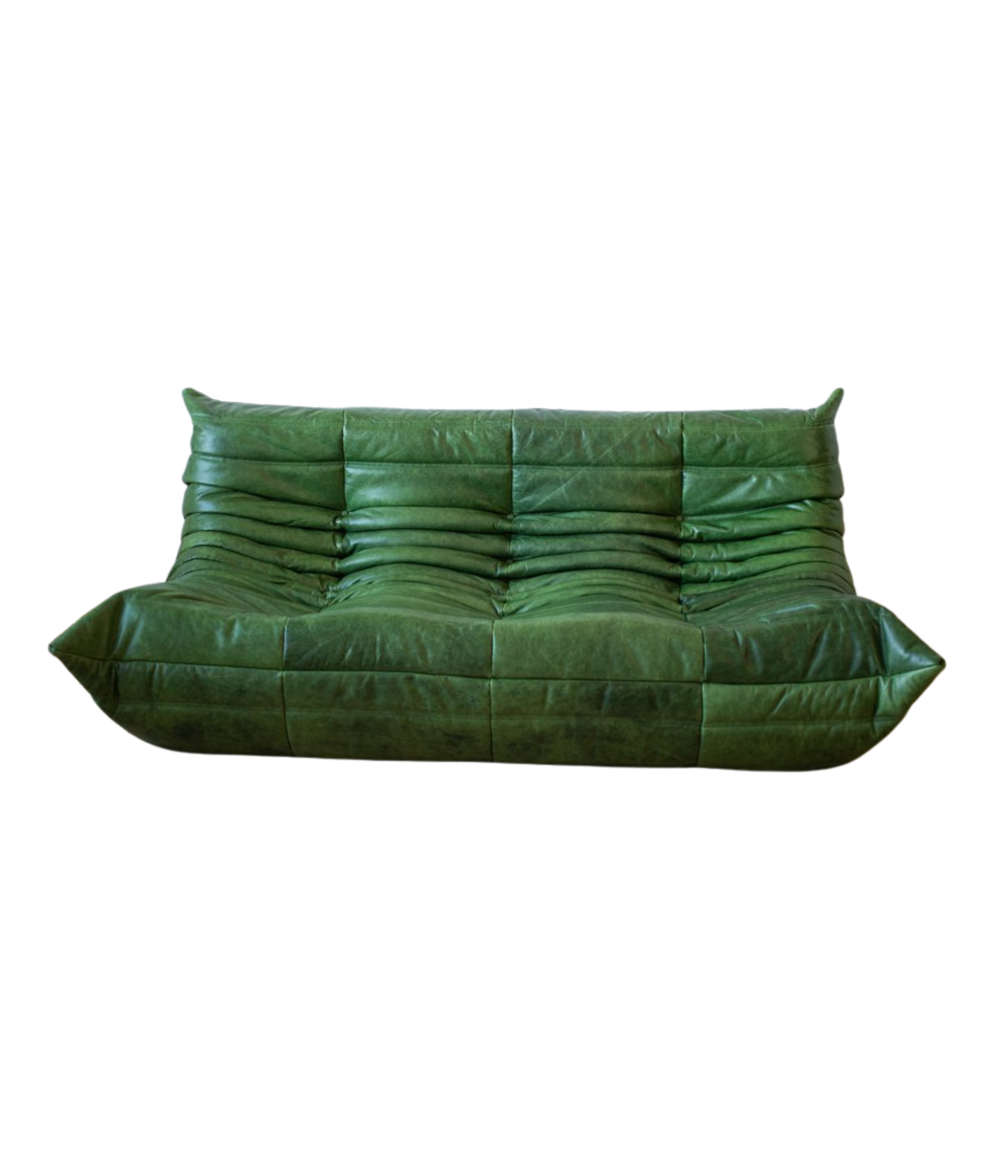 Togo_Three-Seater_Sofa_by_Michel_Ducaroy_for_Ligne_Roset,_Green_Leather,_France,_1970s