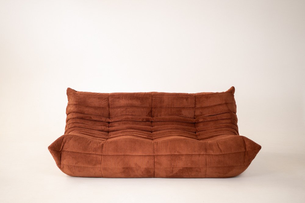 Togo_Three-Seater_Sofa_by_Michel_Ducaroy_for_Ligne_Roset,_Orange_Fabric,_France,_1970s