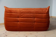 Togo_Two-Seater_Sofa_by_Michel_Ducaroy_for_Ligne_Roset,_Amber_Orange_Velvet,_France