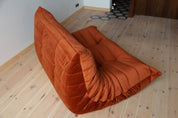 Togo_Two-Seater_Sofa_by_Michel_Ducaroy_for_Ligne_Roset,_Amber_Orange_Velvet,_France