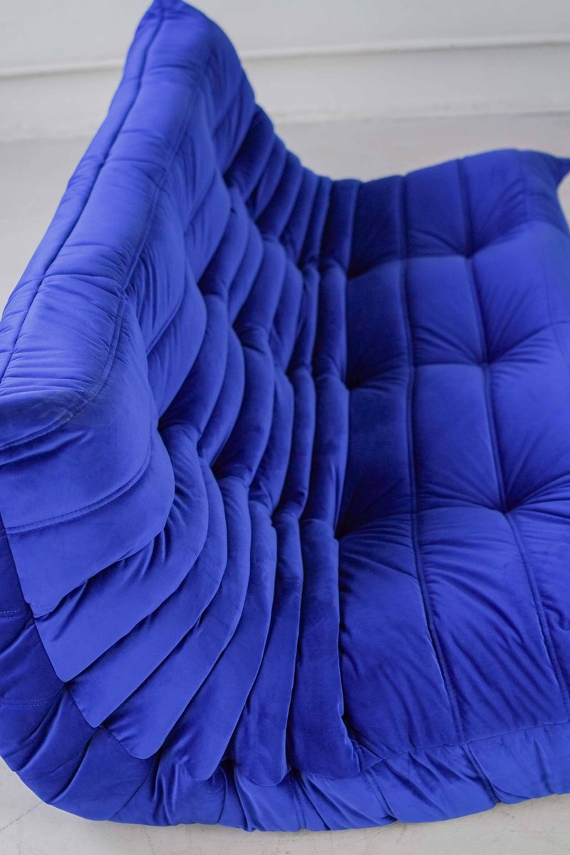 Togo_Two-Seater_Sofa_by_Michel_Ducaroy_for_Ligne_Roset,_Blue_Velvet,_France