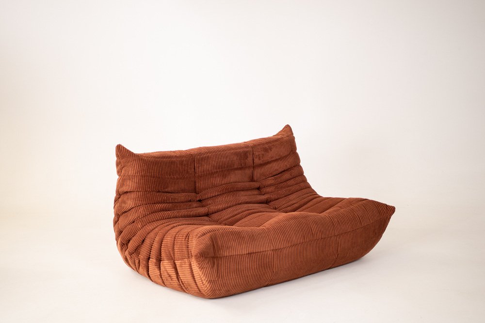 Togo_Two-Seater_Sofa_by_Michel_Ducaroy_for_Ligne_Roset,_Brown_Corduroy,_France